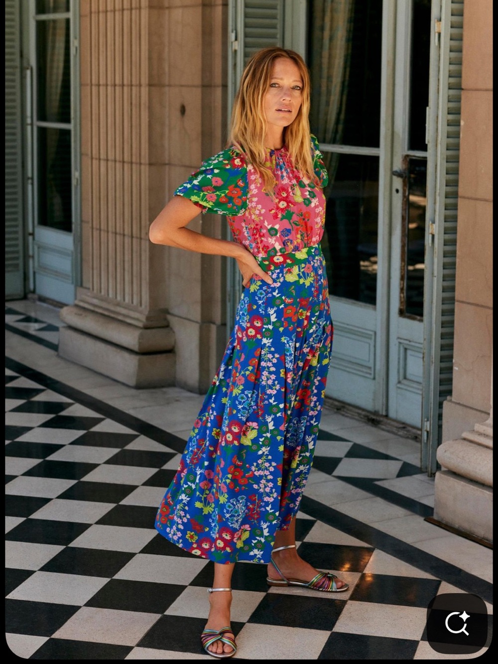 Boden Liv Pleat Midi Dress Wild Poppy Floral Botanical Print Puff Sleeve Size 6 - Picture 3 of 10